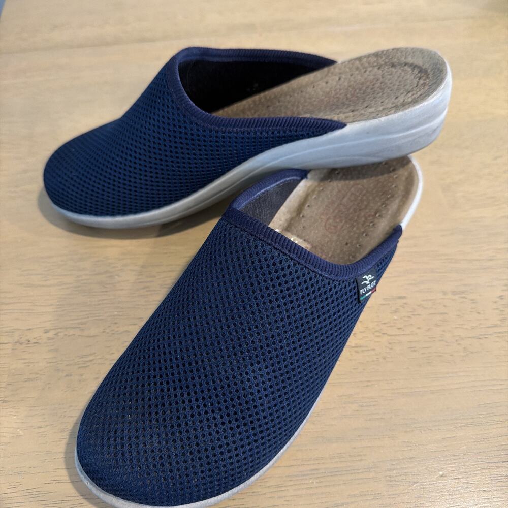 Fly Flot Women's Mules Mesh Clogs Anti-Shock Slip-On Shoes Navy Blue Sz 7.5 EU39